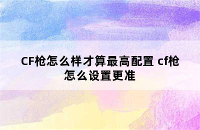 CF枪怎么样才算最高配置 cf枪怎么设置更准